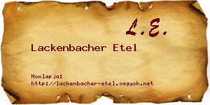 Lackenbacher Etel névjegykártya